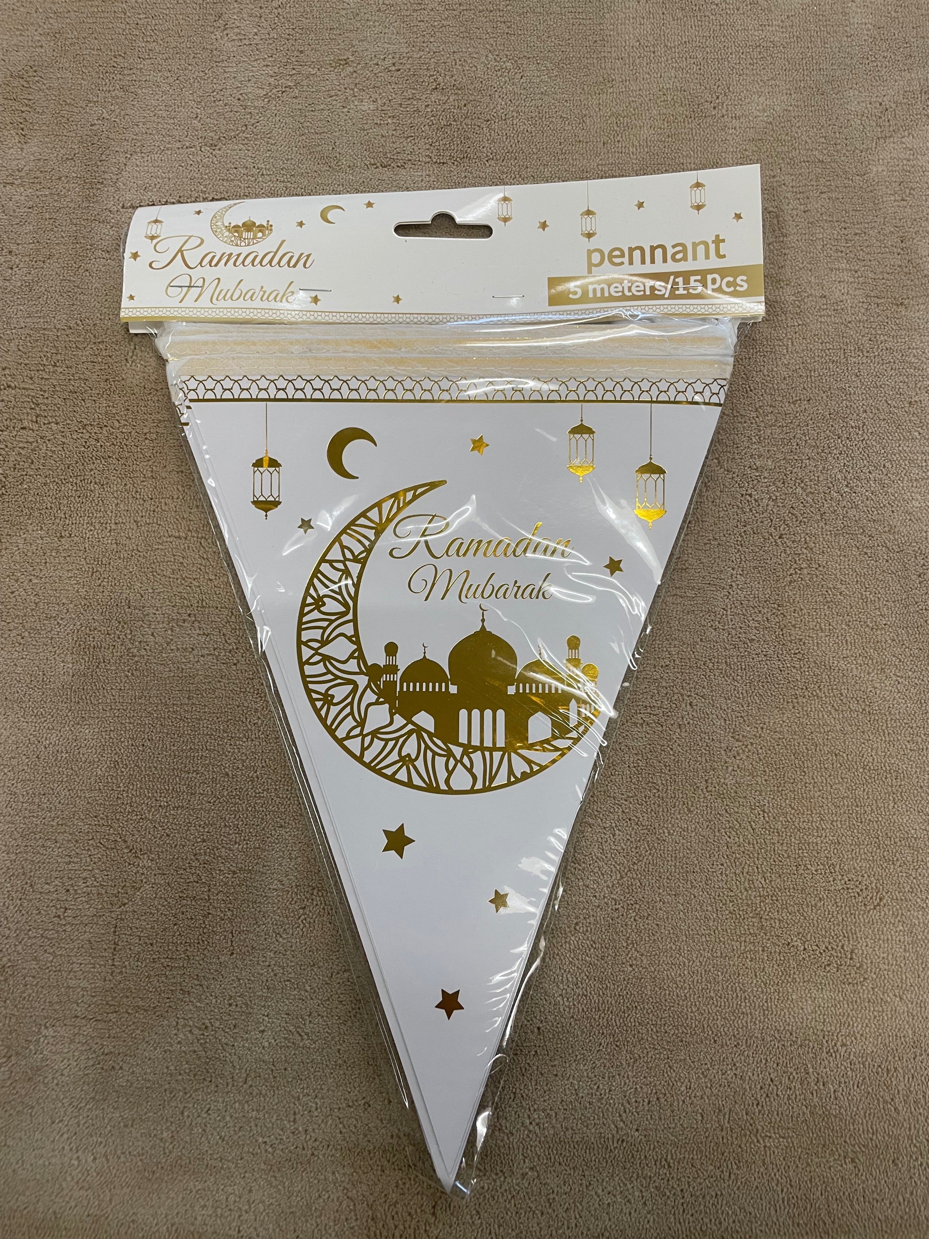 Ramadan Guirlande - Hvid/Guld 5Meter