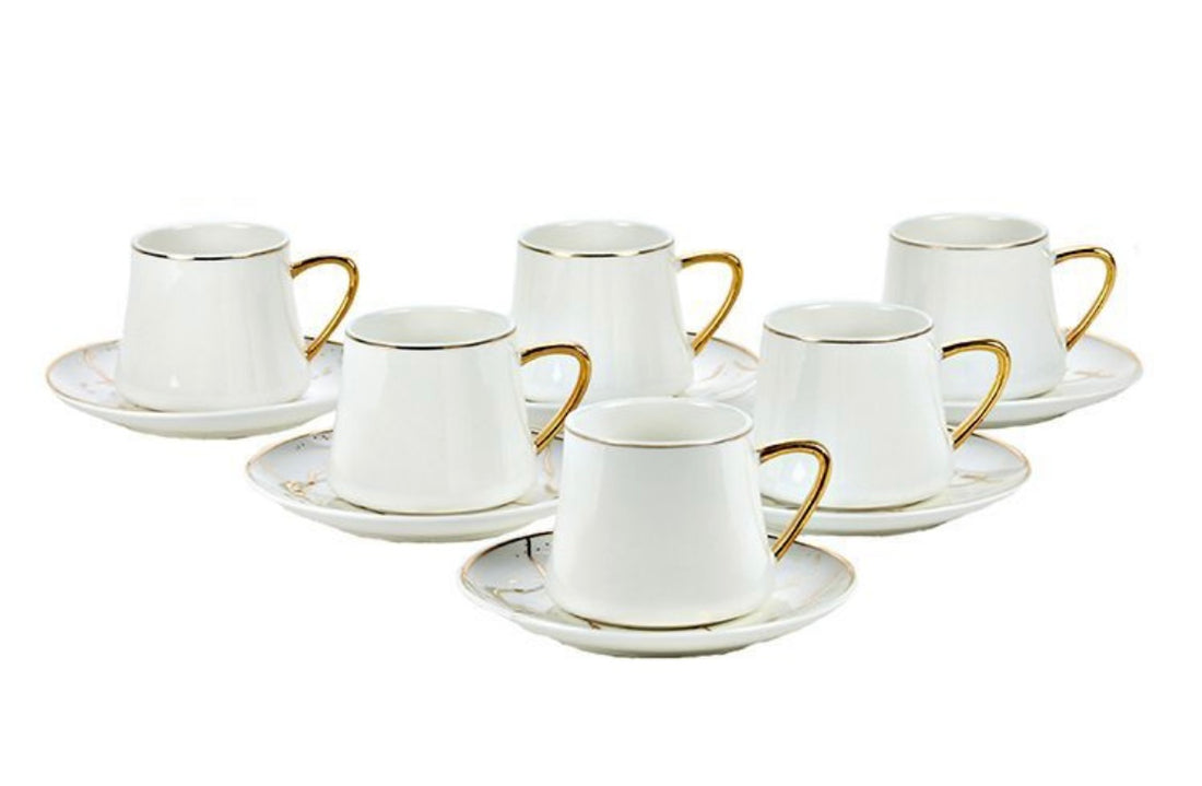 Bricard - Marmor Te & Kaffe kopper 18 Dele