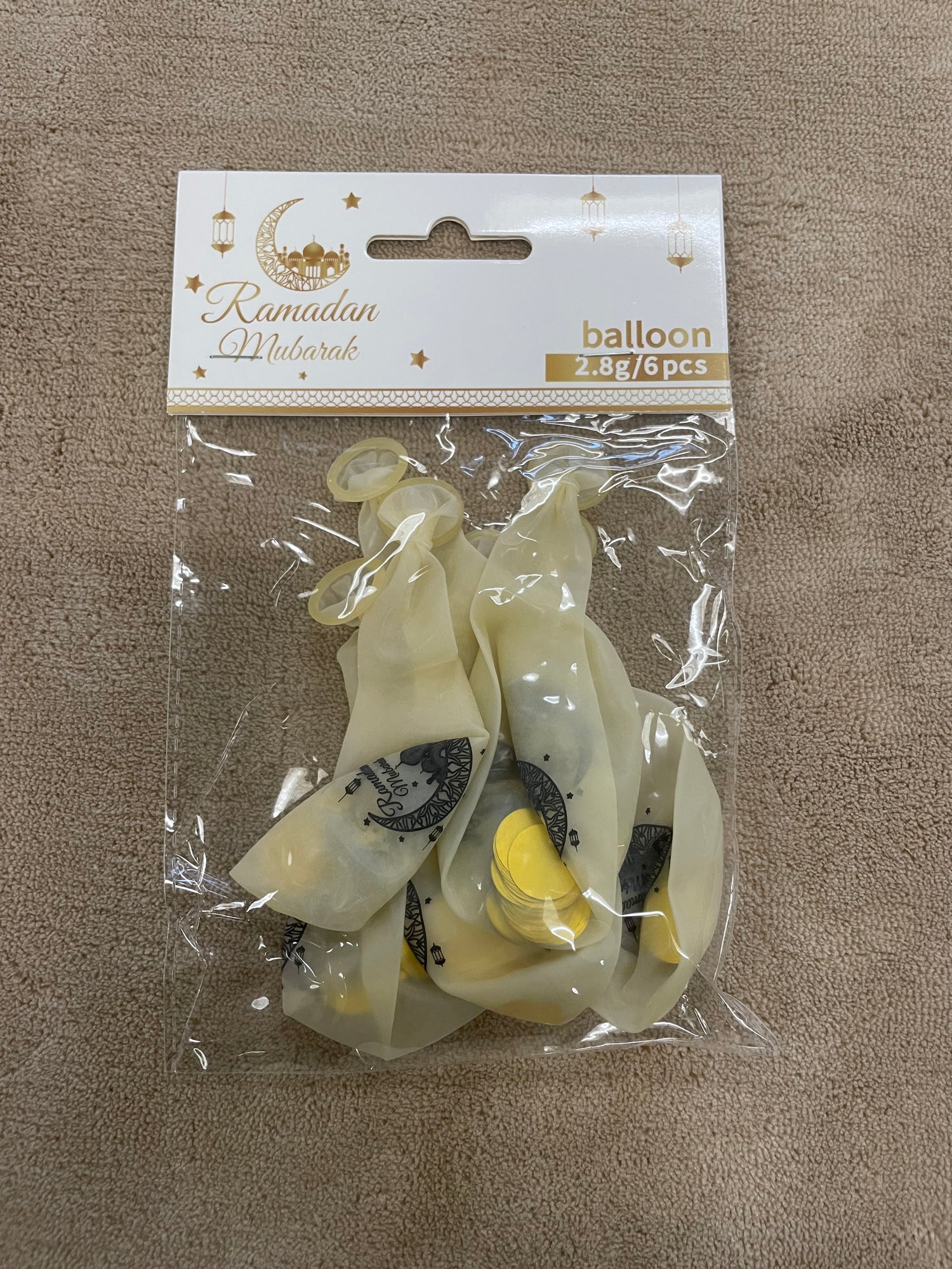 Ramadan Ballon - Hvid/Guld 6stk