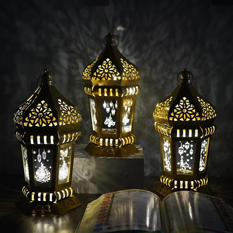 Ramadan tema Metal Lanterne Med LED 26cm