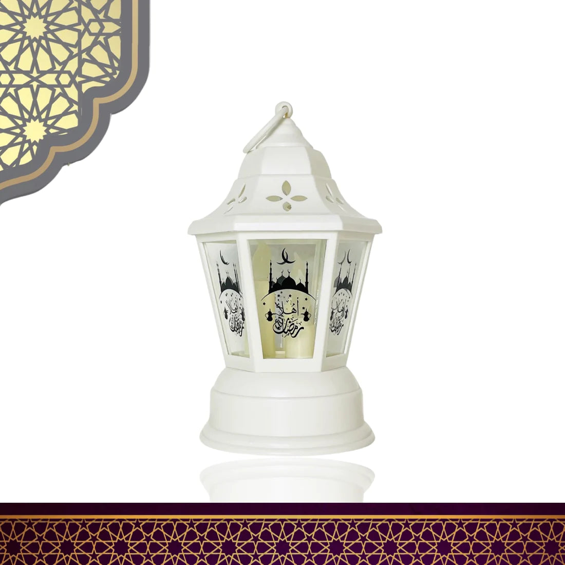 Ramadan Lanterne 24x10cm LED design - Hvid