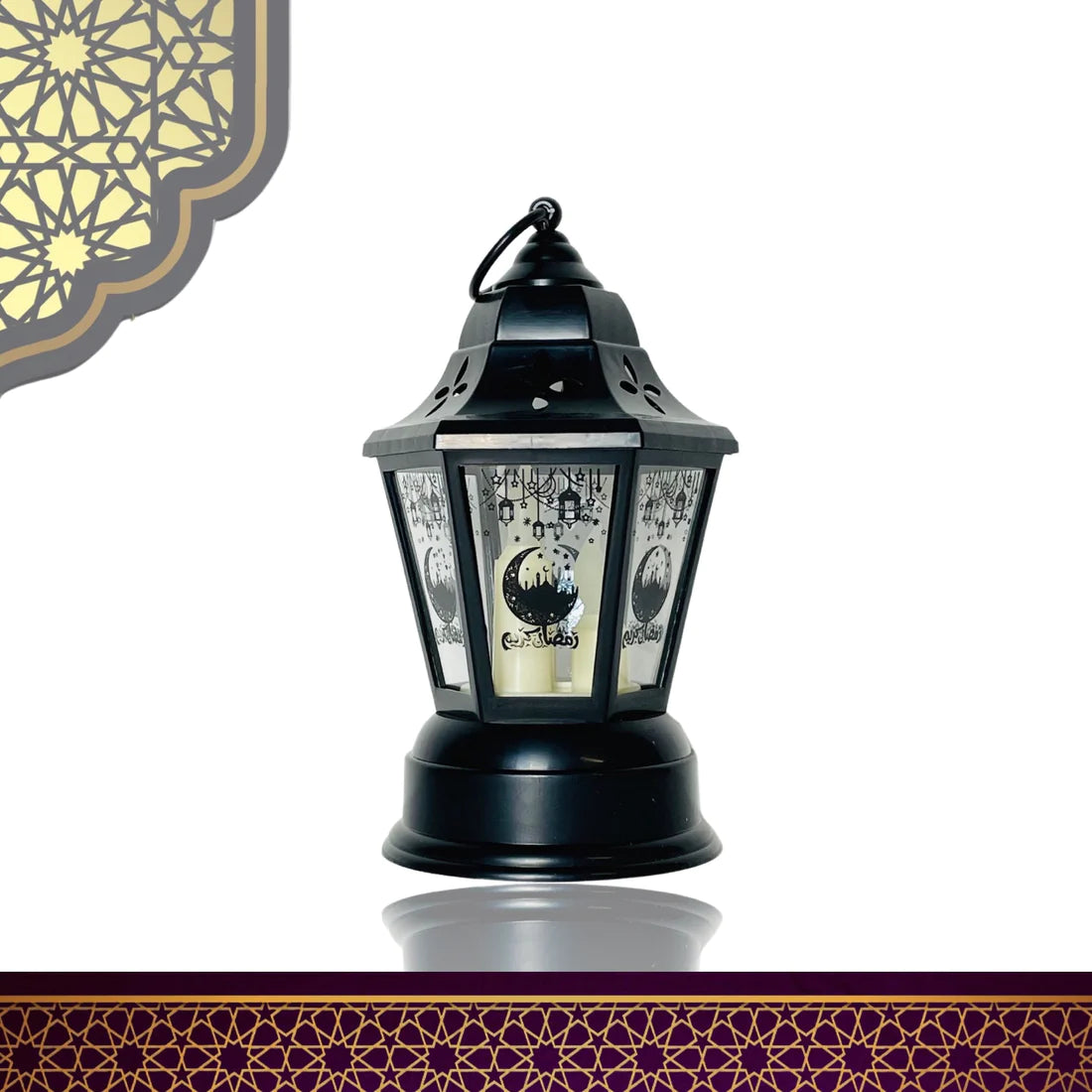 Ramadan Lanterne 24x10 cm LED design. Sort