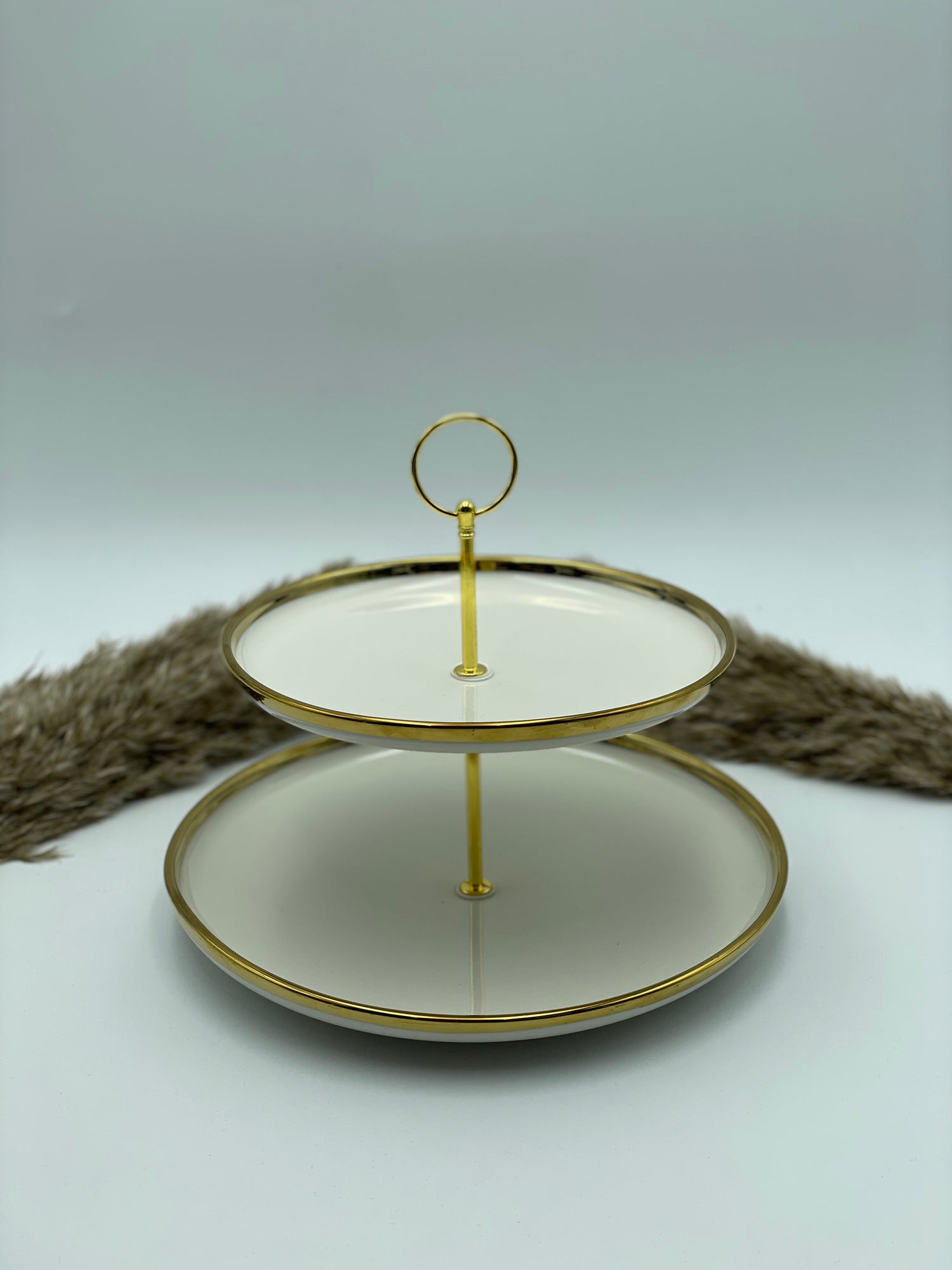 Porcelæns Fad 2-etagers - Guld